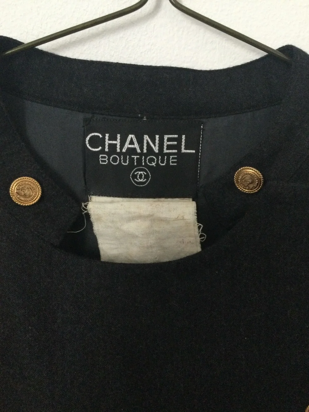 CHANEL Vintage Charcoal Gray Double-Breasted Dress with Gold Buttons